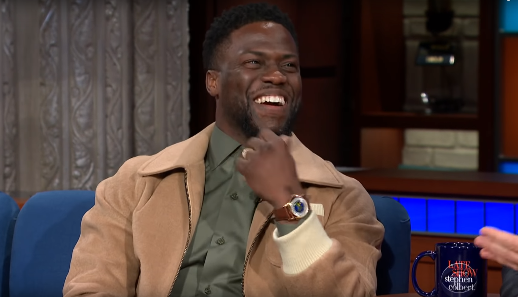 Kevin Hart Wearing a Patek Philippe World Timer on Colbert Rescapement